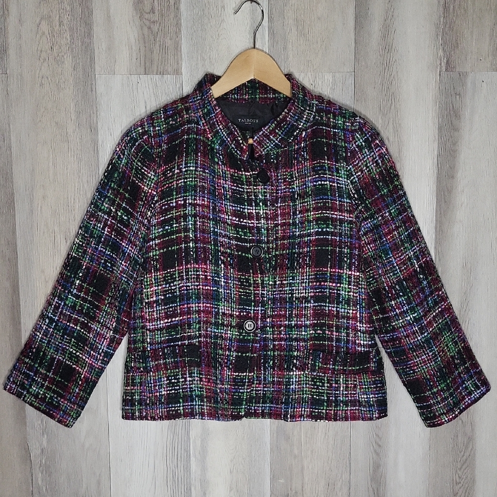 Talbots NWOT Womens 14P Tweed Style Wool Blend Blazer Classic‎ Tailored Preppy